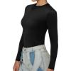 imageSunzel Crewneck Long Sleeve Shirts for Women Double Lined Going Out Tops Cute Basics Tees Trendy Tight Sexy Yoga Gym FallBlack