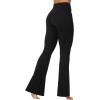 imageSunzel Flare Leggings for Women with Pockets Crossover Yoga Pants with Tummy Control High Waisted and Wide LegBlack