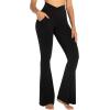 imageSunzel Flare Leggings for Women with Pockets Crossover Yoga Pants with Tummy Control High Waisted and Wide LegBlack