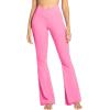 imageSunzel Flare Leggings for Women with Pockets Crossover Yoga Pants with Tummy Control High Waisted and Wide LegBubble Pink
