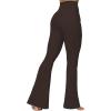 imageSunzel Flare Leggings for Women with Pockets Crossover Yoga Pants with Tummy Control High Waisted and Wide LegDeep Brown