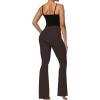 imageSunzel Flare Leggings for Women with Pockets Crossover Yoga Pants with Tummy Control High Waisted and Wide LegDeep Brown