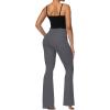 imageSunzel Flare Leggings for Women with Pockets Crossover Yoga Pants with Tummy Control High Waisted and Wide LegGraphite