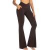 imageSunzel Flare Leggings for Women with Pockets Crossover Yoga Pants with Tummy Control High Waisted and Wide LegJava Brown