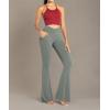 imageSunzel Flare Leggings for Women with Pockets Crossover Yoga Pants with Tummy Control High Waisted and Wide LegLight Grey