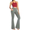 imageSunzel Flare Leggings for Women with Pockets Crossover Yoga Pants with Tummy Control High Waisted and Wide LegLight Grey