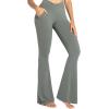 imageSunzel Flare Leggings for Women with Pockets Crossover Yoga Pants with Tummy Control High Waisted and Wide LegLight Grey