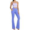 imageSunzel Flare Leggings for Women with Pockets Crossover Yoga Pants with Tummy Control High Waisted and Wide LegPeriwinkle
