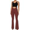 imageSunzel Flare Leggings for Women with Pockets Crossover Yoga Pants with Tummy Control High Waisted and Wide LegWine Red