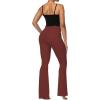 imageSunzel Flare Leggings for Women with Pockets Crossover Yoga Pants with Tummy Control High Waisted and Wide LegWine Red