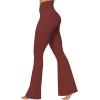 imageSunzel Flare Leggings for Women with Pockets Crossover Yoga Pants with Tummy Control High Waisted and Wide LegWine Red
