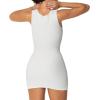 imageSunzel Womens Sexy Square Neck Dress Ribbed Sleeveless Cute Tank Top Party Club Seamless Bodycon Short Mini Casual DressesBeige