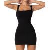 imageSunzel Womens Sexy Square Neck Dress Ribbed Sleeveless Cute Tank Top Party Club Seamless Bodycon Short Mini Casual DressesBlack