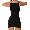 imageSunzel Womens Sexy Square Neck Dress Ribbed Sleeveless Cute Tank Top Party Club Seamless Bodycon Short Mini Casual DressesBlack