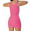 imageSunzel Womens Sexy Square Neck Dress Ribbed Sleeveless Cute Tank Top Party Club Seamless Bodycon Short Mini Casual DressesBubblegum Pink