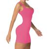 imageSunzel Womens Sexy Square Neck Dress Ribbed Sleeveless Cute Tank Top Party Club Seamless Bodycon Short Mini Casual DressesBubblegum Pink