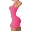 imageSunzel Womens Sexy Square Neck Dress Ribbed Sleeveless Cute Tank Top Party Club Seamless Bodycon Short Mini Casual DressesBubblegum Pink