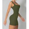 imageSunzel Womens Sexy Square Neck Dress Ribbed Sleeveless Cute Tank Top Party Club Seamless Bodycon Short Mini Casual DressesOlive Green