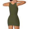 imageSunzel Womens Sexy Square Neck Dress Ribbed Sleeveless Cute Tank Top Party Club Seamless Bodycon Short Mini Casual DressesOlive Green
