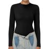 imageSunzel Crewneck Long Sleeve Shirts for Women Double Lined Going Out Tops Cute Basics Tees Trendy Tight Sexy Yoga Gym FallBlack