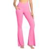 imageSunzel Flare Leggings for Women with Pockets Crossover Yoga Pants with Tummy Control High Waisted and Wide LegBubble Pink