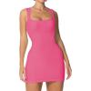 imageSunzel Womens Sexy Square Neck Dress Ribbed Sleeveless Cute Tank Top Party Club Seamless Bodycon Short Mini Casual DressesBubblegum Pink
