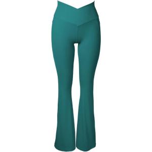 imageSunzel Flare Leggings for Women with Pockets Crossover Yoga Pants with Tummy Control High Waisted and Wide LegJasper Green