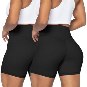 imageSunzel No Front Seam High Waist Biker Shorts for Women Squat Proof Yoga Workout Gym Bike ShortsBlackblack 2 Pack