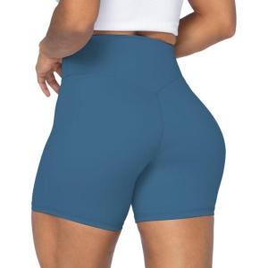 imageSunzel No Front Seam High Waist Biker Shorts for Women Squat Proof Yoga Workout Gym Bike ShortsBlue Gray