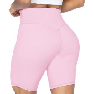 imageSunzel No Front Seam High Waist Biker Shorts for Women Squat Proof Yoga Workout Gym Bike ShortsCherry Pink