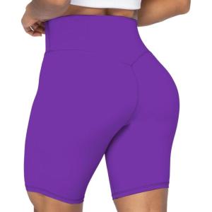 imageSunzel No Front Seam High Waist Biker Shorts for Women Squat Proof Yoga Workout Gym Bike ShortsElec Purple