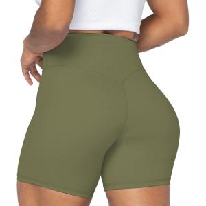 imageSunzel No Front Seam High Waist Biker Shorts for Women Squat Proof Yoga Workout Gym Bike ShortsOlive Green