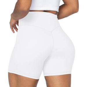 imageSunzel No Front Seam High Waist Biker Shorts for Women Squat Proof Yoga Workout Gym Bike ShortsWhite