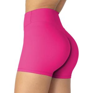 imageSunzel Womens Invisible Butt Scrunch Shorts High Waisted Biker Shorts Gym Workout Yoga Running Shorts with Tummy ControlHot Pink