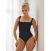 imageSunzel Bodysuits for Women Tummy Control Sexy Thong Body Suits Jumpsuits Square Neck Shapewear Seamless Body Shaper Top