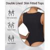 imageSunzel Bodysuits for Women with Thong in Rear and Snaps in Crotch Square Neck Tummy Control Sexy Sleeveless TopsBlack