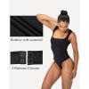 imageSunzel Bodysuits for Women with Thong in Rear and Snaps in Crotch Square Neck Tummy Control Sexy Sleeveless TopsBlack