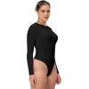 imageSunzel Crew Neck Long Sleeve Bodysuits for Women Double Lined Basic Slim Fitted Shirts Body Hugging Sexy Going Out TopsBlack