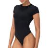 imageSunzel Double Lined Bodysuits for Women CrewNeck Short Sleeve Going Out Tops Basic Slimming One Piece Outfits Casual SexyBlack