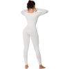 imageSunzel Long Sleeve Bodysuits One Piece Jumpsuit for Women with Square Neck and Butt Scrunch Leggings Seamless Ribbed RompersBeige