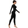 imageSunzel Long Sleeve Bodysuits One Piece Jumpsuit for Women with Square Neck and Butt Scrunch Leggings Seamless Ribbed RompersBlack