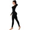 imageSunzel Long Sleeve Bodysuits One Piece Jumpsuit for Women with Square Neck and Butt Scrunch Leggings Seamless Ribbed RompersBlack