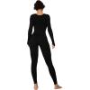imageSunzel Long Sleeve Bodysuits One Piece Jumpsuit for Women with Square Neck and Butt Scrunch Leggings Seamless Ribbed RompersBlack