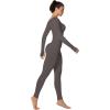 imageSunzel Long Sleeve Bodysuits One Piece Jumpsuit for Women with Square Neck and Butt Scrunch Leggings Seamless Ribbed RompersDark Grey