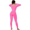 imageSunzel Long Sleeve Bodysuits One Piece Jumpsuit for Women with Square Neck and Butt Scrunch Leggings Seamless Ribbed RompersHot Pink