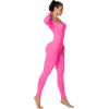 imageSunzel Long Sleeve Bodysuits One Piece Jumpsuit for Women with Square Neck and Butt Scrunch Leggings Seamless Ribbed RompersHot Pink