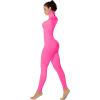 imageSunzel Long Sleeve Bodysuits One Piece Jumpsuit for Women with Square Neck and Butt Scrunch Leggings Seamless Ribbed RompersHot Pink