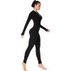 imageSunzel Long Sleeve Jumpsuits for Women Ribbed One Piece Casual Yoga Workout Zip Front Bodycon Legging Fit ampamp ThumbholeBlack