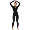 imageSunzel Long Sleeve Jumpsuits for Women Ribbed One Piece Casual Yoga Workout Zip Front Bodycon Legging Fit ampamp ThumbholeBlack