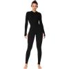 imageSunzel Long Sleeve Jumpsuits for Women Ribbed One Piece Casual Yoga Workout Zip Front Bodycon Legging Fit ampamp ThumbholeBlack